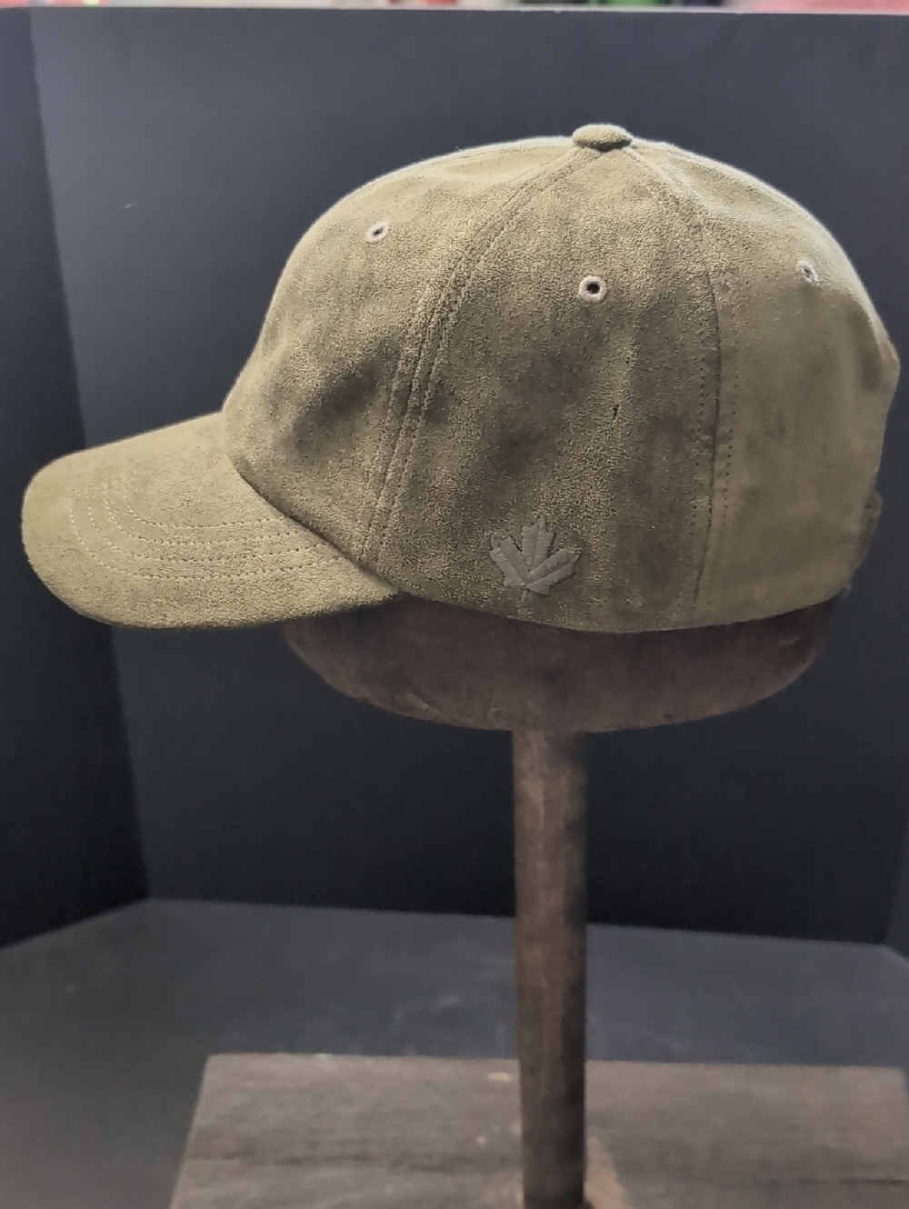 Roots Canada Green Faux Suede Adjustable Strap Ball Cap. - Picture 2 of 8